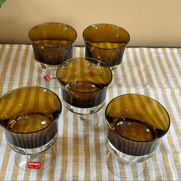Denby Other - Denby Brown Champagne Dessert Cased Coupe Glasses Set Of Set of 5